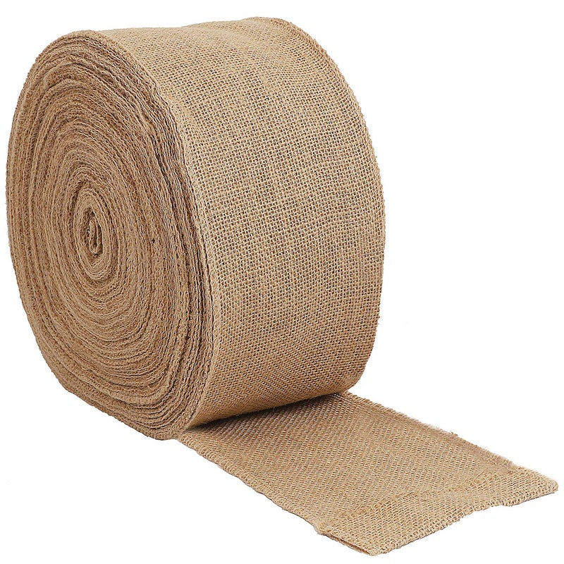 KINJOEK 6 Inch Wide 27 Yards Burlap Ribbon, Natural Jute Fabric Ribbon, Crafts Ribbon for Christmas, Wedding, Gifts, Burlap Fabric DIY for Decoration, - Image 1